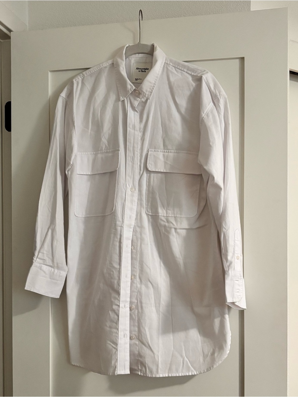 Abercrombie & Fitch - White Long-Sleeve Button-Down Dress